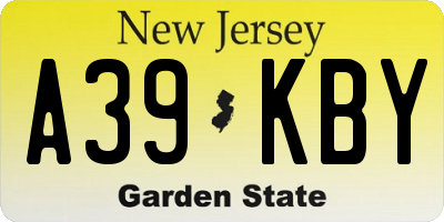 NJ license plate A39KBY
