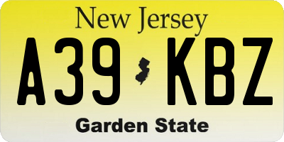 NJ license plate A39KBZ