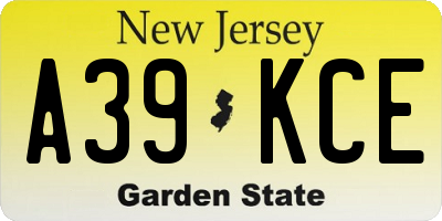 NJ license plate A39KCE