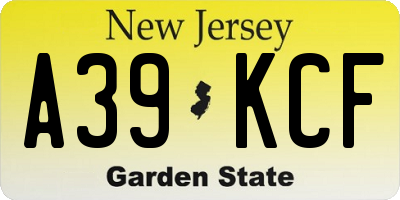 NJ license plate A39KCF