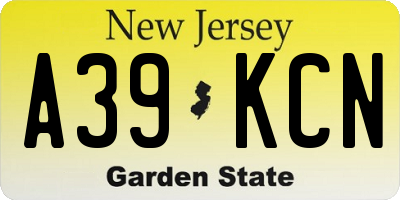 NJ license plate A39KCN