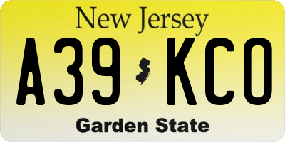 NJ license plate A39KCO