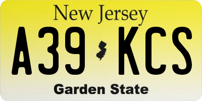 NJ license plate A39KCS