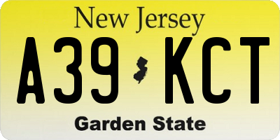 NJ license plate A39KCT