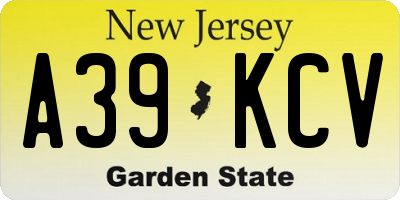 NJ license plate A39KCV
