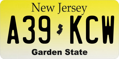 NJ license plate A39KCW