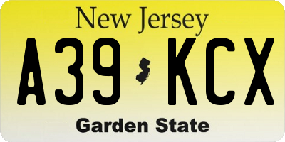 NJ license plate A39KCX