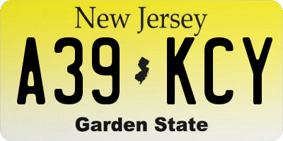 NJ license plate A39KCY