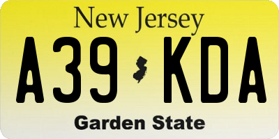 NJ license plate A39KDA