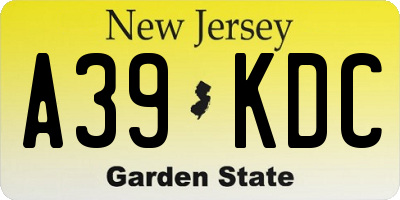 NJ license plate A39KDC