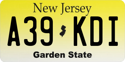 NJ license plate A39KDI