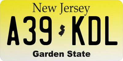 NJ license plate A39KDL