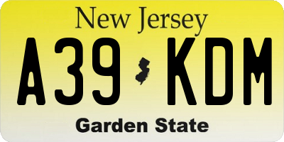 NJ license plate A39KDM