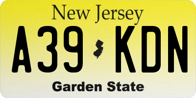 NJ license plate A39KDN