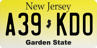 NJ license plate A39KDO