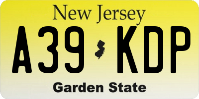 NJ license plate A39KDP