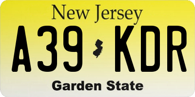 NJ license plate A39KDR
