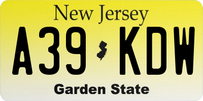 NJ license plate A39KDW