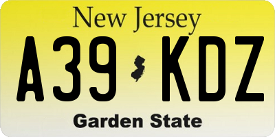 NJ license plate A39KDZ