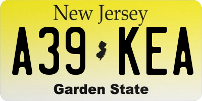NJ license plate A39KEA