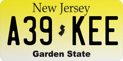 NJ license plate A39KEE