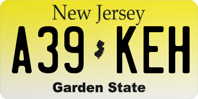 NJ license plate A39KEH