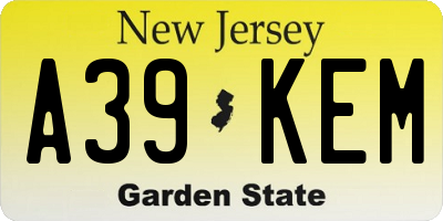NJ license plate A39KEM