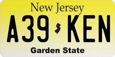 NJ license plate A39KEN