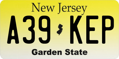 NJ license plate A39KEP