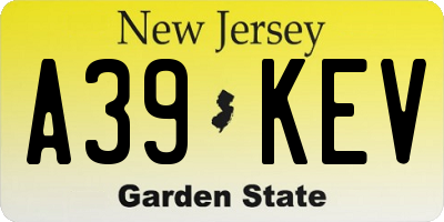 NJ license plate A39KEV