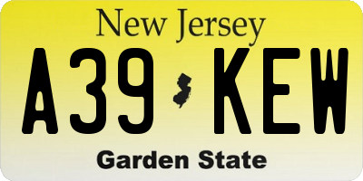 NJ license plate A39KEW
