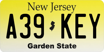NJ license plate A39KEY