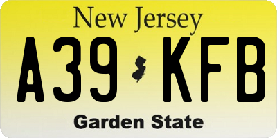 NJ license plate A39KFB