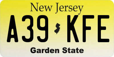 NJ license plate A39KFE