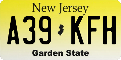 NJ license plate A39KFH