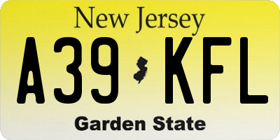 NJ license plate A39KFL