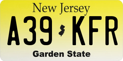 NJ license plate A39KFR