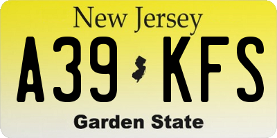 NJ license plate A39KFS