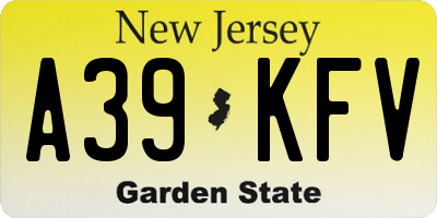 NJ license plate A39KFV