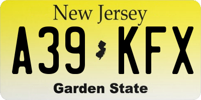 NJ license plate A39KFX