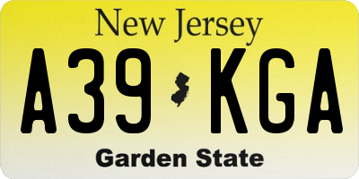 NJ license plate A39KGA
