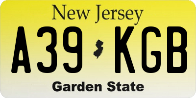 NJ license plate A39KGB