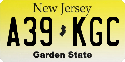NJ license plate A39KGC