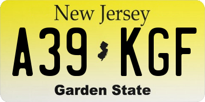 NJ license plate A39KGF