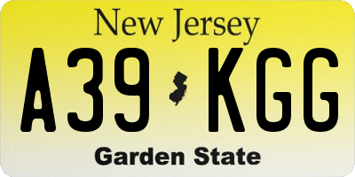 NJ license plate A39KGG