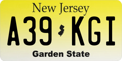 NJ license plate A39KGI