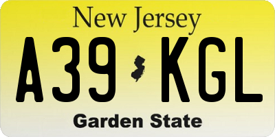 NJ license plate A39KGL