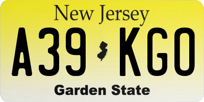 NJ license plate A39KGO