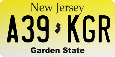 NJ license plate A39KGR