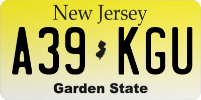 NJ license plate A39KGU